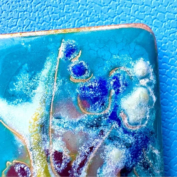 Vintage Enamel on Copper Brooch - Picture 2 of 5